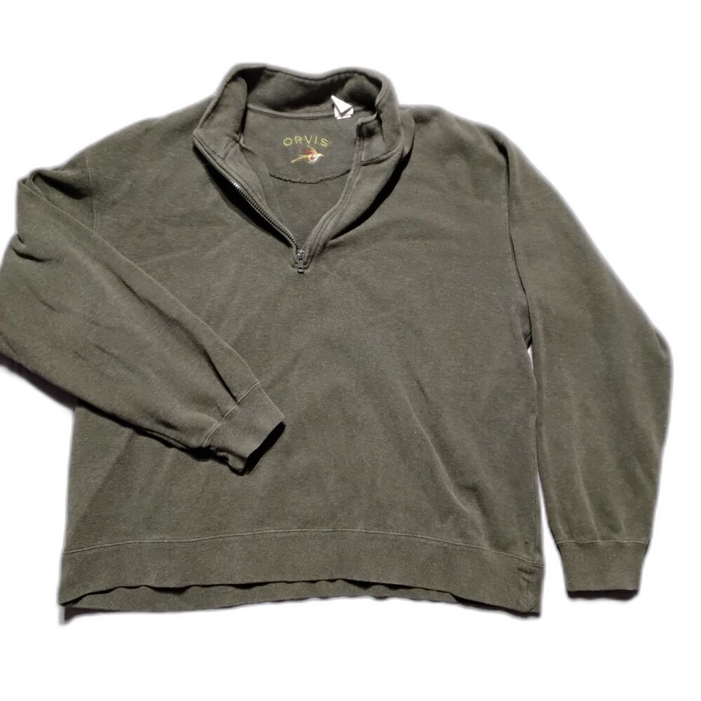 Orvis XL Extra Large Moss Green 1/4 Zip Pullover Sweatshirt